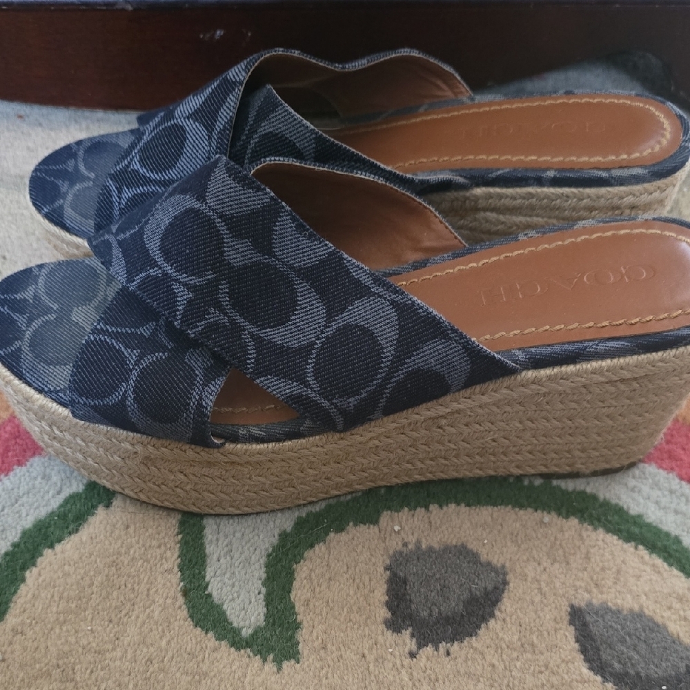 Coach Women's Navy Espadrille Wedges